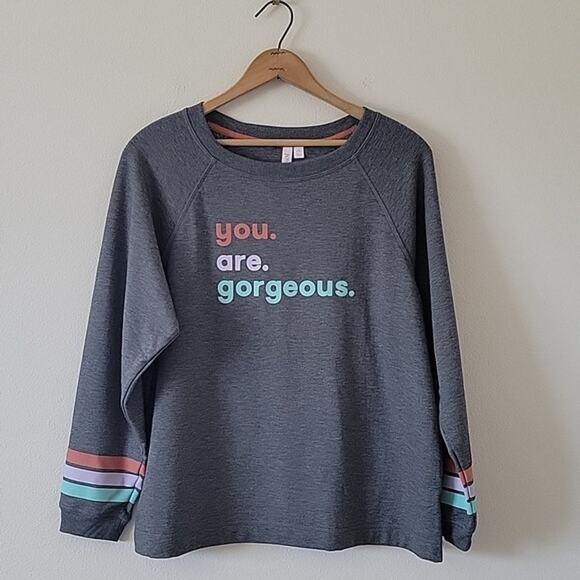 Joyspun "You. Are. Gorgeous." Loungewear Long Sleeve Fleece Size Medium - Picture 1 of 4